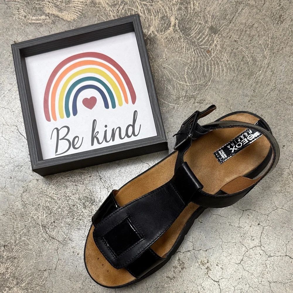 * Geox Black Leather Sandals